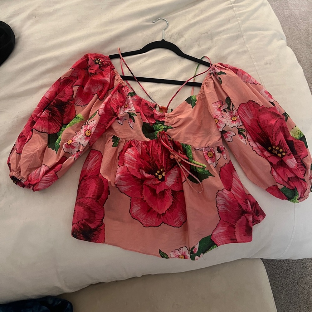 Farm Rio Floral pink top NEW WITH TAGS